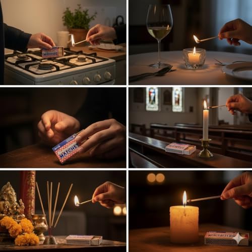 Fósforos de Madera Spark - Paquete de 100, 32 Cuentos para Cocina, Camping y Emergencias - Set a Granel Ideal para Encender Fuegos - imagen 3