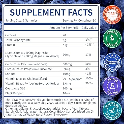 Gomitas de Magnesio Glicinato 400mg Sin Azúcar Veganas para Adultos y Niños - Alta Absorción para Sueño, Músculos, Huesos y Salud Cognitiva con - imagen 2