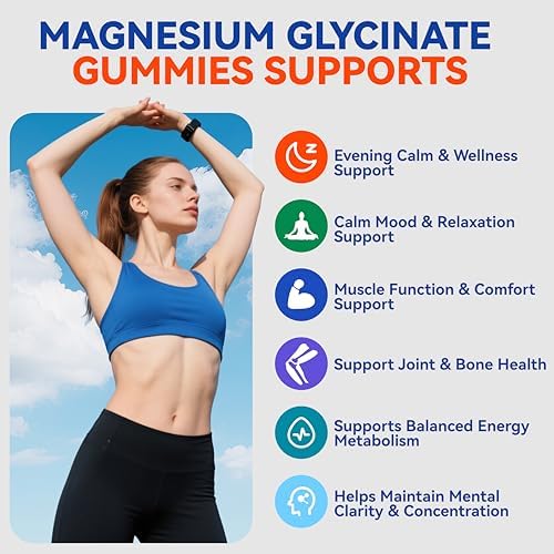 Gomitas de Magnesio Glicinato 400mg Sin Azúcar Veganas para Adultos y Niños - Alta Absorción para Sueño, Músculos, Huesos y Salud Cognitiva con - imagen 3