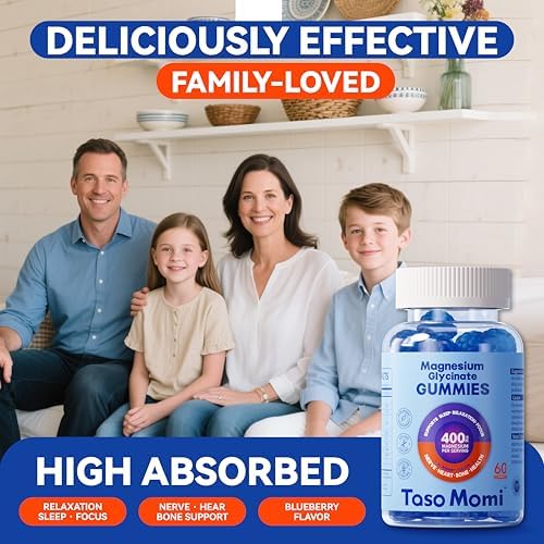 Gomitas de Magnesio Glicinato 400mg Sin Azúcar Veganas para Adultos y Niños - Alta Absorción para Sueño, Músculos, Huesos y Salud Cognitiva con - imagen 5