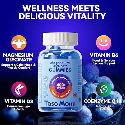 Gomitas de Magnesio Glicinato 400mg Sin Azúcar Veganas para Adultos y Niños - Alta Absorción para Sueño, Músculos, Huesos y Salud Cognitiva con - imagen 6