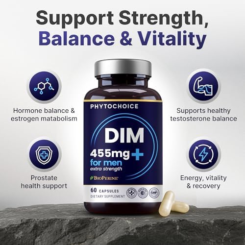 DIM para Hombres 350mg Alta Potencia con BioPerine® y Extracto de Brócoli – Complejo Total de 455mg para Balance de Estrógenos y Optimización - imagen 2
