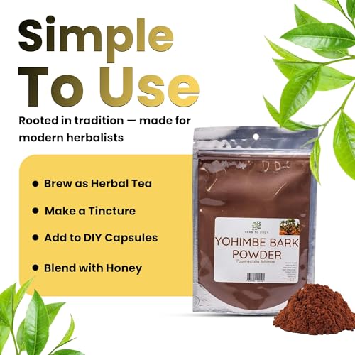 Polvo de Corteza de Yohimbe Herb To Body – 4 oz, Polvo de Yohimbe Seco Silvestre de África para Té Herbal y Usos Tradicionales - imagen 3