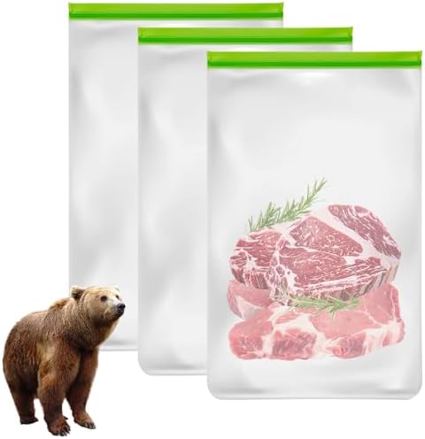 Paquete de 3 Bolsas Bear para Alimentos, Impermeables y a Prueba de Olores - 12x20 Pulgadas, Reutilizables con Cierre Doble, Ideal para Camping, - imagen 1