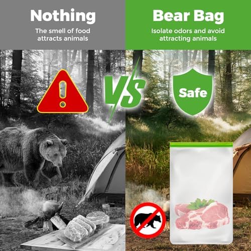 Paquete de 3 Bolsas Bear para Alimentos, Impermeables y a Prueba de Olores - 12x20 Pulgadas, Reutilizables con Cierre Doble, Ideal para Camping, - imagen 2