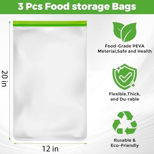 Paquete de 3 Bolsas Bear para Alimentos, Impermeables y a Prueba de Olores - 12x20 Pulgadas, Reutilizables con Cierre Doble, Ideal para Camping, - imagen 4