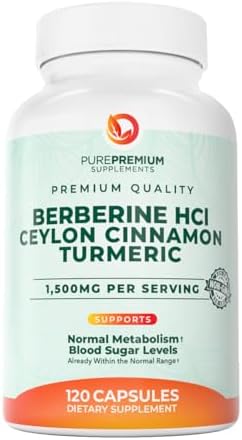 Suplemento de Berberina PurePremium con Complejo de Canela de Ceilán - 1500mg de Berberina HCl, Canela y Cúrcuma para Apoyar Niveles de Azúcar en - imagen 1
