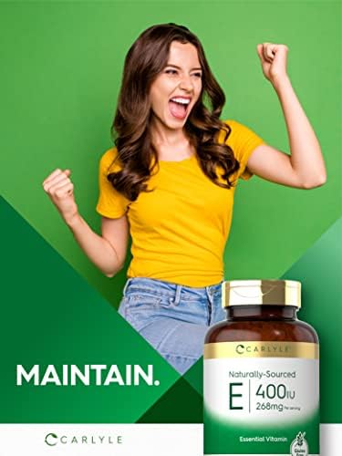 Cápsulas de Vitamina E 400 IU Carlyle | 250 Unidades | Suplemento Natural para Hombres y Mujeres | Sin OGM y Libre de Gluten - imagen 6