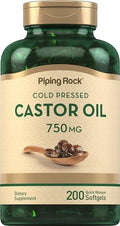Cápsulas de Aceite de Ricino Piping Rock 750mg | 200 Unidades | Prensado en Frío | Suplemento No Transgénico y Sin Gluten - imagen 1