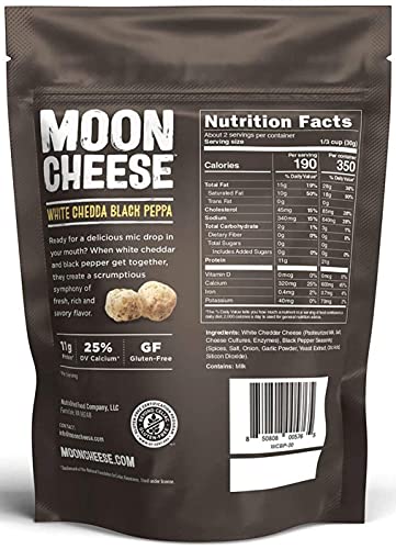 Bocaditos de Queso Moon, Cheddar Blanco y Pimienta Negra, Paquete de 3 de 2 Onzas, 100% Queso Real, Proteína, Keto, Snack para Después de la Escuela - imagen 2
