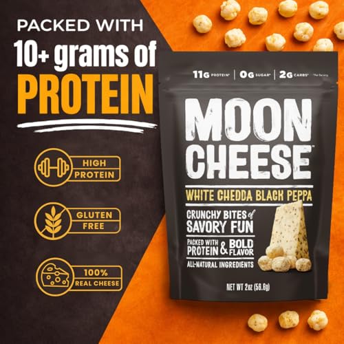 Bocaditos de Queso Moon, Cheddar Blanco y Pimienta Negra, Paquete de 3 de 2 Onzas, 100% Queso Real, Proteína, Keto, Snack para Después de la Escuela - imagen 4