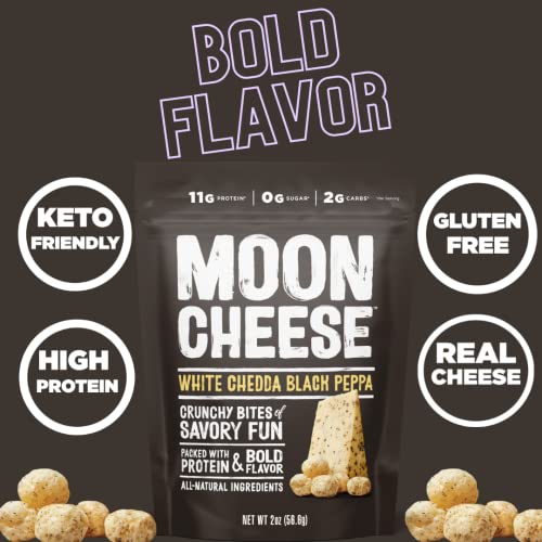 Bocaditos de Queso Moon, Cheddar Blanco y Pimienta Negra, Paquete de 3 de 2 Onzas, 100% Queso Real, Proteína, Keto, Snack para Después de la Escuela - imagen 5