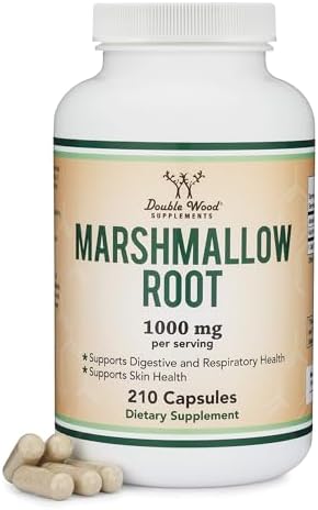 Cápsulas de Raíz de Malvavisco (210 Contenido, 1,000mg por Porción) Altas en Mucílago para Apoyar Respiración, Piel y Reparación Intestinal (Veganas, - imagen 1