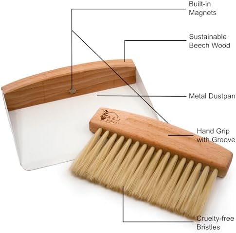A&J Koti Barrendero de Mesa - Set Mini de Recogedor y Cepillo de Mano - Ideal para Meseros, Restaurantes, Hogar y Cocina - Kit para Limpiar Migajas - imagen 4