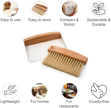 A&J Koti Barrendero de Mesa - Set Mini de Recogedor y Cepillo de Mano - Ideal para Meseros, Restaurantes, Hogar y Cocina - Kit para Limpiar Migajas - imagen 5