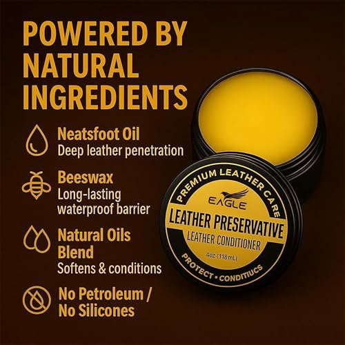 Bálsamo Restaurador y Preservador de Cuero Eagle - Tratamiento con Aceite de Neatsfoot y Cera de Abeja para Cuero Seco y Agrietado (4oz) - imagen 6