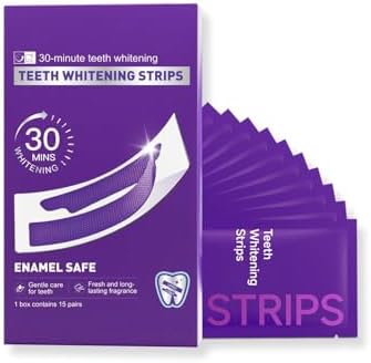 Tiras Blanqueadoras de Dientes Moradas - Seguras para Esmalte y Dientes Sensibles - Tecnología de Tiras Secas Antideslizantes - 15 Tratamientos / 30 - imagen 1