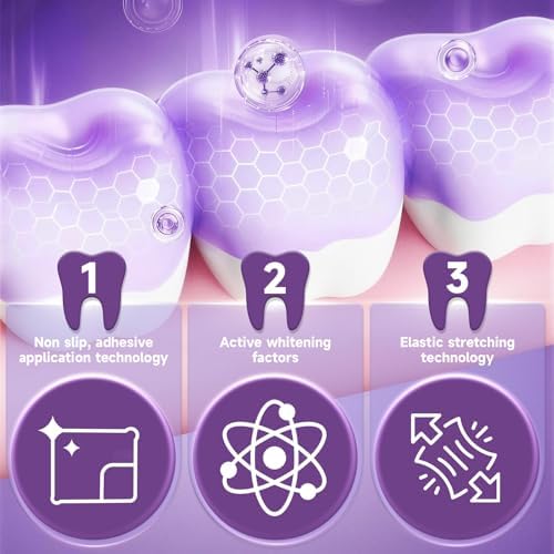 Tiras Blanqueadoras de Dientes Moradas - Seguras para Esmalte y Dientes Sensibles - Tecnología de Tiras Secas Antideslizantes - 15 Tratamientos / 30 - imagen 4