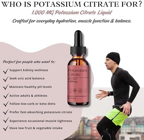 DLS Citrato de Potasio Líquido y Suplemento de Potasio Alto 1000 mg – Apoyo a Electrolitos y Riñones – Balance de Ácido Úrico, Función Muscular y - imagen 4