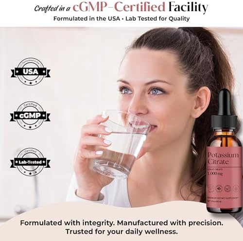 DLS Citrato de Potasio Líquido y Suplemento de Potasio Alto 1000 mg – Apoyo a Electrolitos y Riñones – Balance de Ácido Úrico, Función Muscular y - imagen 7