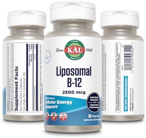 KAL Vitamina B12 Liposomal 2500 mcg, Alta Absorción, Tecnología Liposomal, Energía Celular, Cápsulas Veganas, Sin Gluten, 30 Porciones - imagen 2