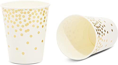 BLUE PANDA Paquete de 50 Vasos de Papel Dorados de 9 oz para Bebidas Calientes, Suministros para Fiestas, Bodas y Showers de Novia - imagen 6