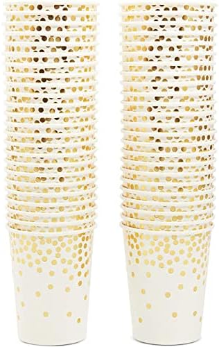 BLUE PANDA Paquete de 50 Vasos de Papel Dorados de 9 oz para Bebidas Calientes, Suministros para Fiestas, Bodas y Showers de Novia - imagen 7