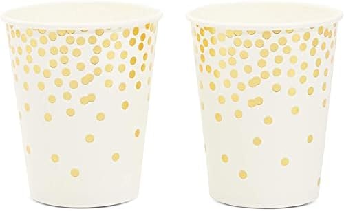BLUE PANDA Paquete de 50 Vasos de Papel Dorados de 9 oz para Bebidas Calientes, Suministros para Fiestas, Bodas y Showers de Novia - imagen 8