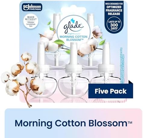 Recargas de Aceite Aromático Glade PlugIns, Flor de Algodón de Mañana, 5 Piezas, 0.67 fl oz Cada Una, Fragancia Duradera - imagen 2