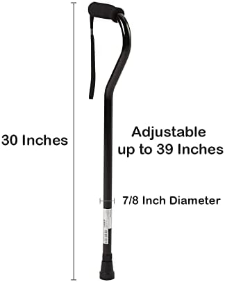 Bastón McKesson con mango offset, de aluminio, negro, altura ajustable de 30 a 39 pulgadas, 1 pieza - imagen 5