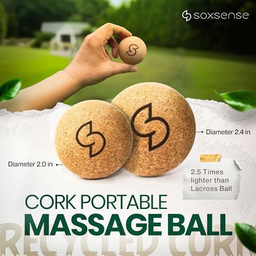 Set de Pelotas de Masaje de Corcho Soxsense y Bandas para Estiramiento de Dedos (4 PZS) – Alivio de Fascitis Plantar y Terapia para el Dolor de Pies - imagen 2
