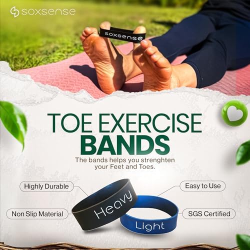 Set de Pelotas de Masaje de Corcho Soxsense y Bandas para Estiramiento de Dedos (4 PZS) – Alivio de Fascitis Plantar y Terapia para el Dolor de Pies - imagen 3