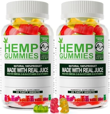 Gomitas de Cáñamo M de 1,200,000 mg - Paquete de 2, 60 gomitas de osito frutales, 100% naturales, alivio del estrés, promueve el sueño y calma. - imagen 1