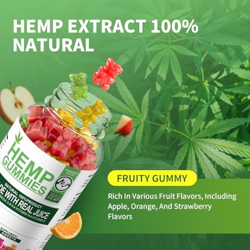 Gomitas de Cáñamo M de 1,200,000 mg - Paquete de 2, 60 gomitas de osito frutales, 100% naturales, alivio del estrés, promueve el sueño y calma. - imagen 3