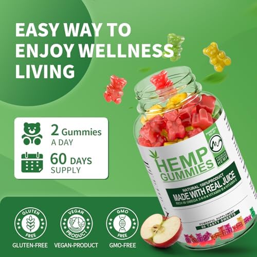 Gomitas de Cáñamo M de 1,200,000 mg - Paquete de 2, 60 gomitas de osito frutales, 100% naturales, alivio del estrés, promueve el sueño y calma. - imagen 7