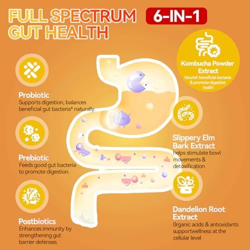 Gomitas Probióticas Crasye Kombucha Sin Azúcar con Prebióticos y Postbióticos para Salud Digestiva y Inmunidad - 60 Gomitas - 30 Porciones - imagen 5