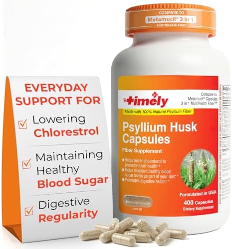 Cápsulas de Psyllium Husk de TIME-Cap Labs - 400 Conteo, Suplemento de Fibra Soluble Sin Gluten para la Regularidad Digestiva en Adultos, Soporte - imagen 1