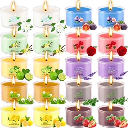 Juego de 20 Velas Aromáticas - Set de Regalo de Velas Pequeñas para Mujeres con 10 Fragancias, Velas de Cera de Soja de 35g para Relajación, Yoga, - imagen 1