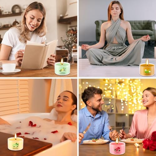 Juego de 20 Velas Aromáticas - Set de Regalo de Velas Pequeñas para Mujeres con 10 Fragancias, Velas de Cera de Soja de 35g para Relajación, Yoga, - imagen 5