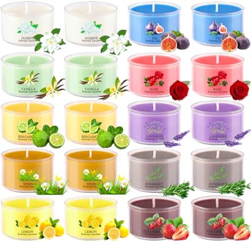 Juego de 20 Velas Aromáticas - Set de Regalo de Velas Pequeñas para Mujeres con 10 Fragancias, Velas de Cera de Soja de 35g para Relajación, Yoga, - imagen 6