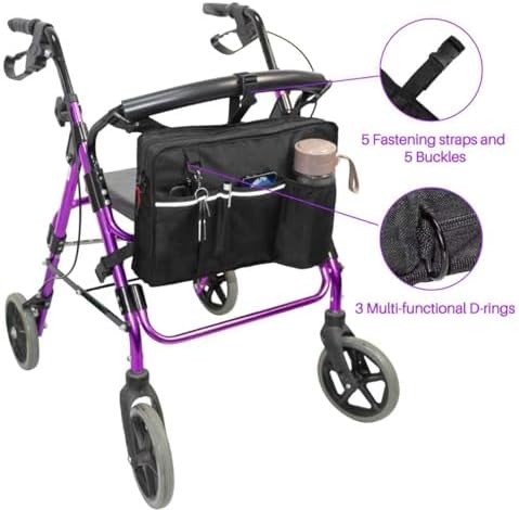 Bolsa para Rollator con Porta Vaso, Bolsas para Andador Plegable, Accesorios y Almacenamiento para Rollator, Bolsa para Andadores Rodantes - imagen 2