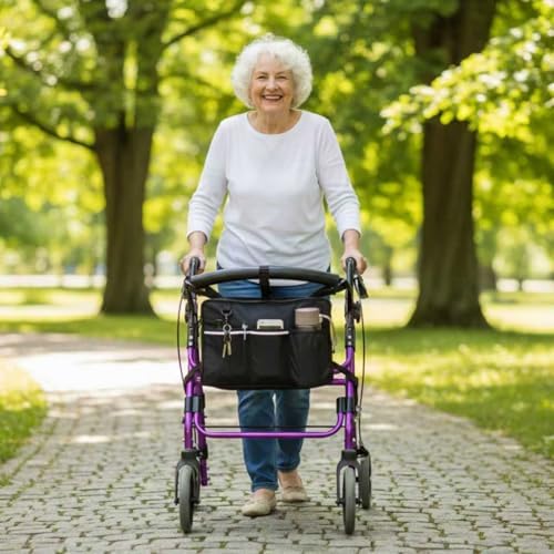 Bolsa para Rollator con Porta Vaso, Bolsas para Andador Plegable, Accesorios y Almacenamiento para Rollator, Bolsa para Andadores Rodantes - imagen 4