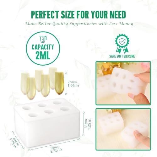 Kit de Moldes Reutilizables de Silicón para Supositorios NFFTYUUT, 2ML | Incluye 4 Bandejas y 10 Gotarios, Ideal para Hacer Supositorios DIY, - imagen 3