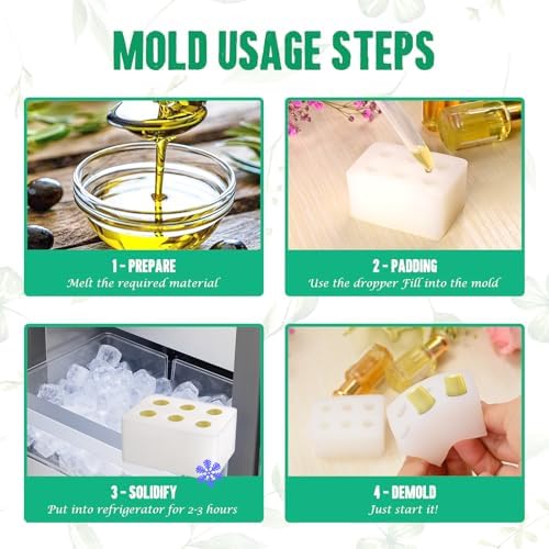 Kit de Moldes Reutilizables de Silicón para Supositorios NFFTYUUT, 2ML | Incluye 4 Bandejas y 10 Gotarios, Ideal para Hacer Supositorios DIY, - imagen 4