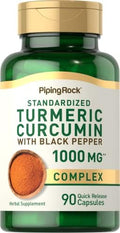 Piping Rock Cúrcuma Curcumina con Pimienta Negra | 90 Cápsulas | Suplemento Herbal con Extracto de Bioperine | Sin OGM, Libre de Gluten - imagen 1