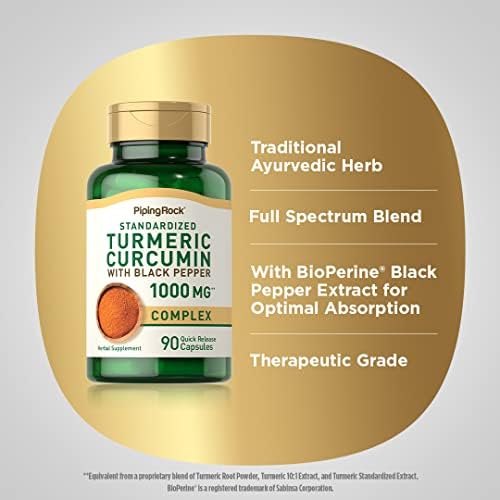 Piping Rock Cúrcuma Curcumina con Pimienta Negra | 90 Cápsulas | Suplemento Herbal con Extracto de Bioperine | Sin OGM, Libre de Gluten - imagen 4