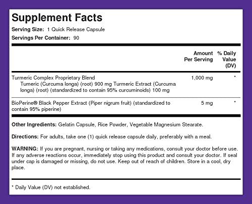Piping Rock Cúrcuma Curcumina con Pimienta Negra | 90 Cápsulas | Suplemento Herbal con Extracto de Bioperine | Sin OGM, Libre de Gluten - imagen 8