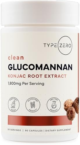 Extracto de Raíz de Konjac Glucomannan Type Zero (90 Cápsulas) - 1,800 MG por Porción, 30 Porciones, Sin OGM, Sin Gluten - imagen 1