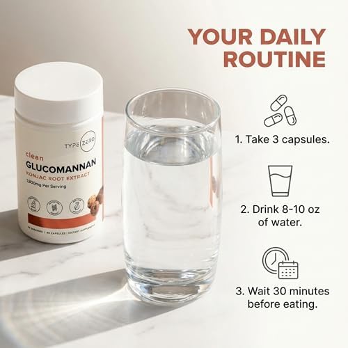 Extracto de Raíz de Konjac Glucomannan Type Zero (90 Cápsulas) - 1,800 MG por Porción, 30 Porciones, Sin OGM, Sin Gluten - imagen 3