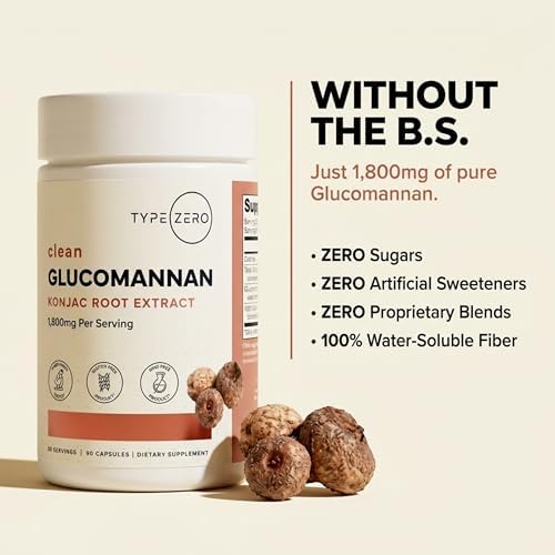 Extracto de Raíz de Konjac Glucomannan Type Zero (90 Cápsulas) - 1,800 MG por Porción, 30 Porciones, Sin OGM, Sin Gluten - imagen 5